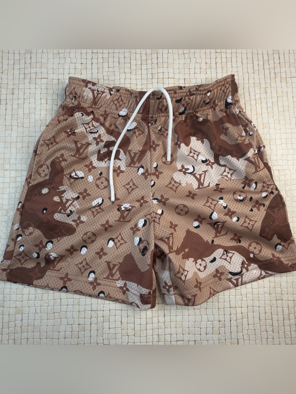 Bravest Studios LV Monogram Mesh Shorts Brown Camo Hypebeast Streetwear Size S